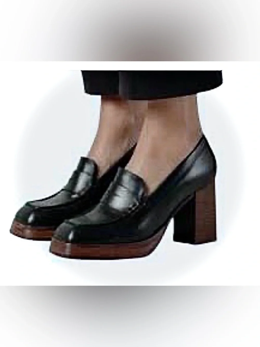 ALOHAS Busy Leather High Block Heel Penny Loafer Black 9